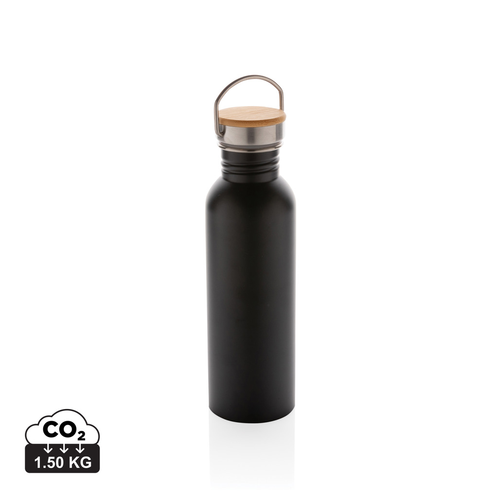 Sticlă de apă din inox cu capac din bambus