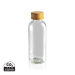 Sticlă de apă din plastic reciclat RCS, capac din bambus