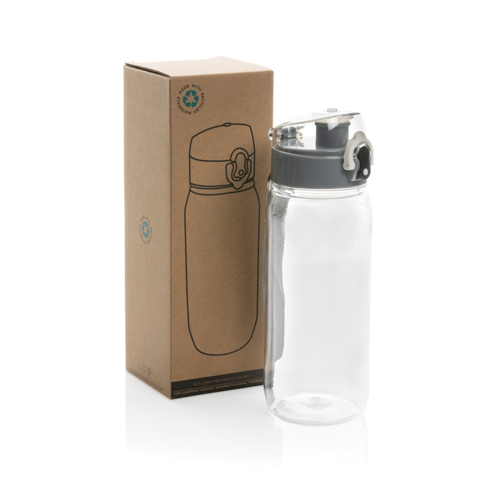 Sticlă de apă etanșă Yide 600 ml din plastic reciclat RCS personalizat cu logo