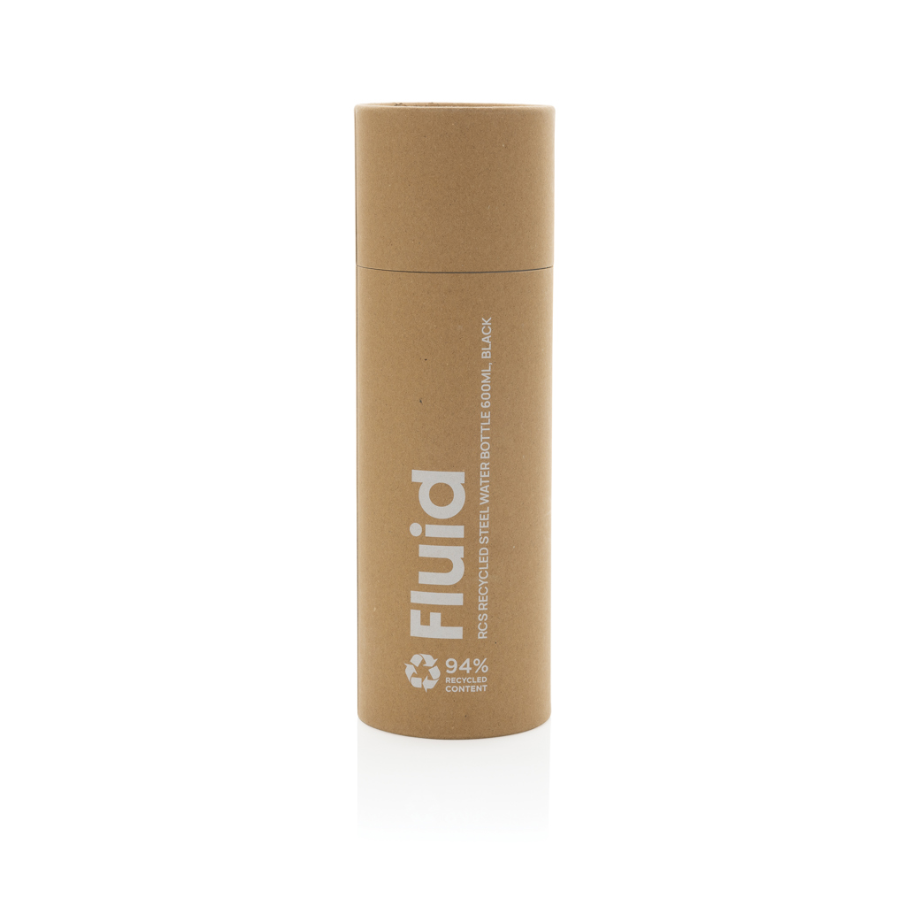 Sticlă de apă Fluid de 600ml, din oțel reciclat RCS personalizat cu logo
