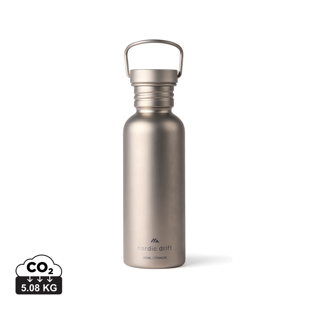 Sticlă de apă Nordic Drift Trail Titanium 600 ml personalizat cu logo
