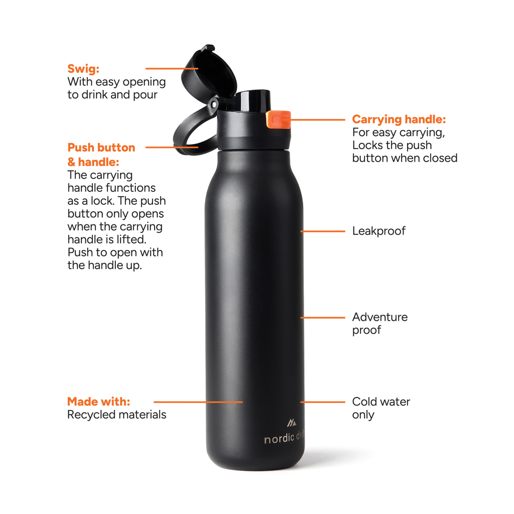 Sticlă de apă RCS Nordic Drift Trail 750 ml personalizat cu logo
