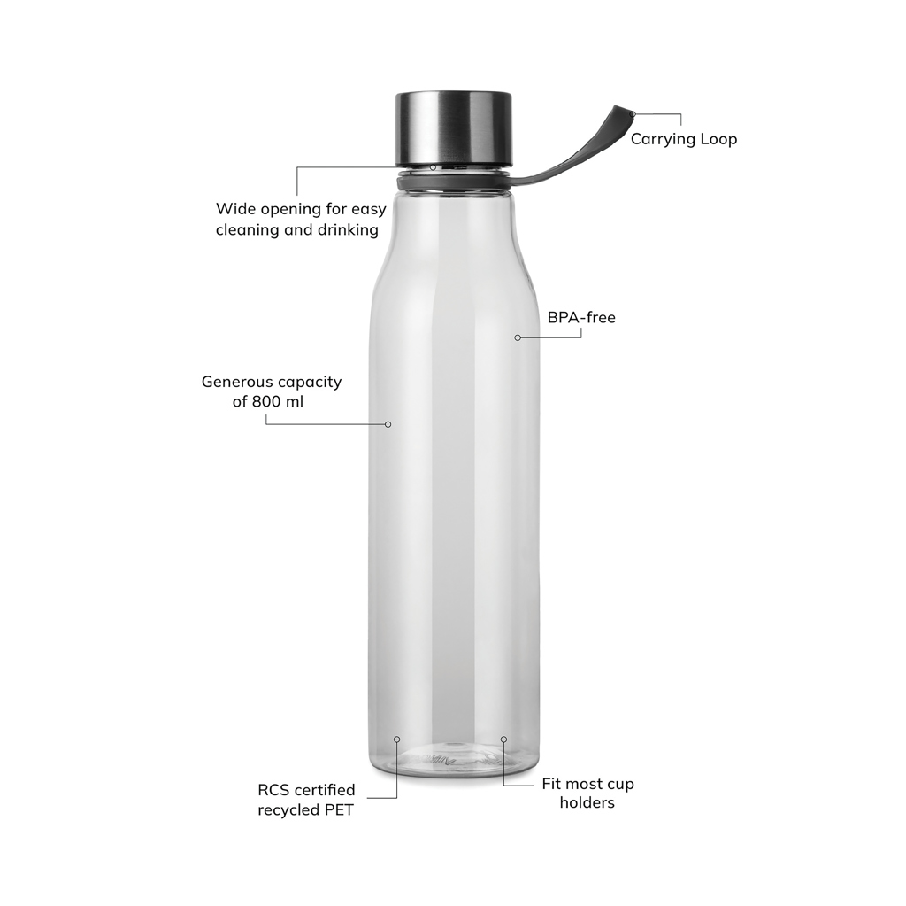 Sticlă de apă VINGA Lean 800ml RPET RCS personalizat cu logo
