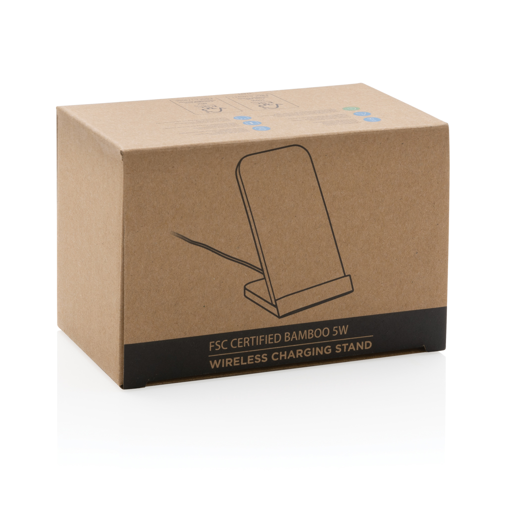 Suport de încărcare wireless 5W din bambus personalizat cu logo