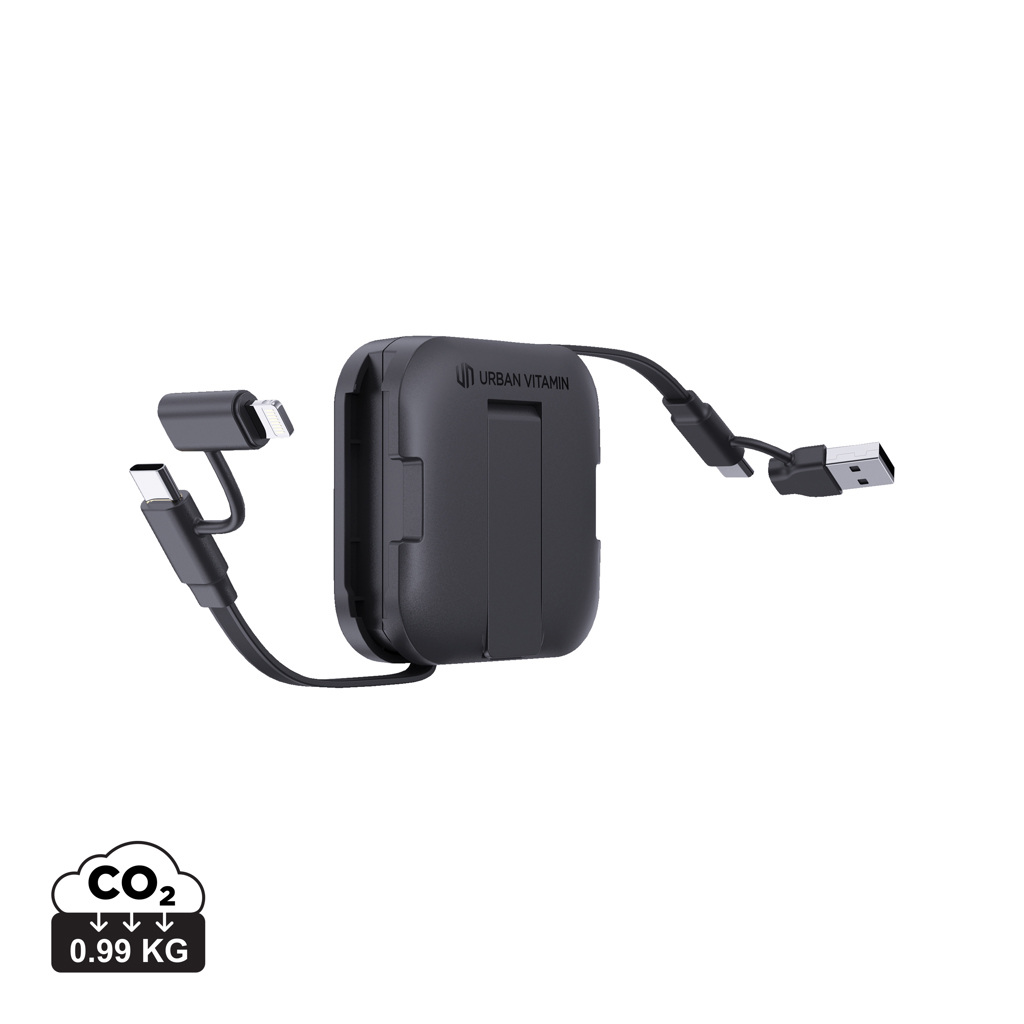 Suport încărcare San Jose 100W cu cablu retractabil personalizat cu logo