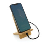 Suport telefon din bambus, cutie kraft personalizat cu logo