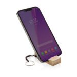 Suport telefon Standkey din bambus cu breloc practic personalizat cu logo