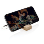 Suport telefon Standkey din bambus cu breloc practic personalizat cu logo