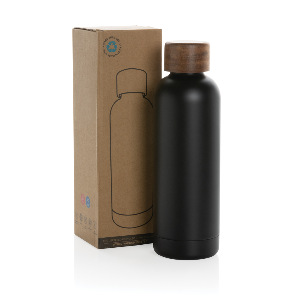 Termos ermetic Wood din inox reciclat certificat RCS personalizat cu logo