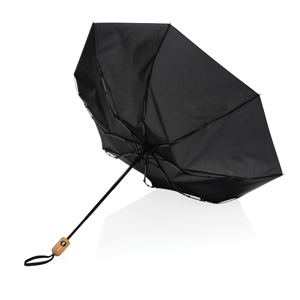 "Umbrelă automată 21"" din bambus Impact AWARE™ RPET 190T" personalizat cu logo
