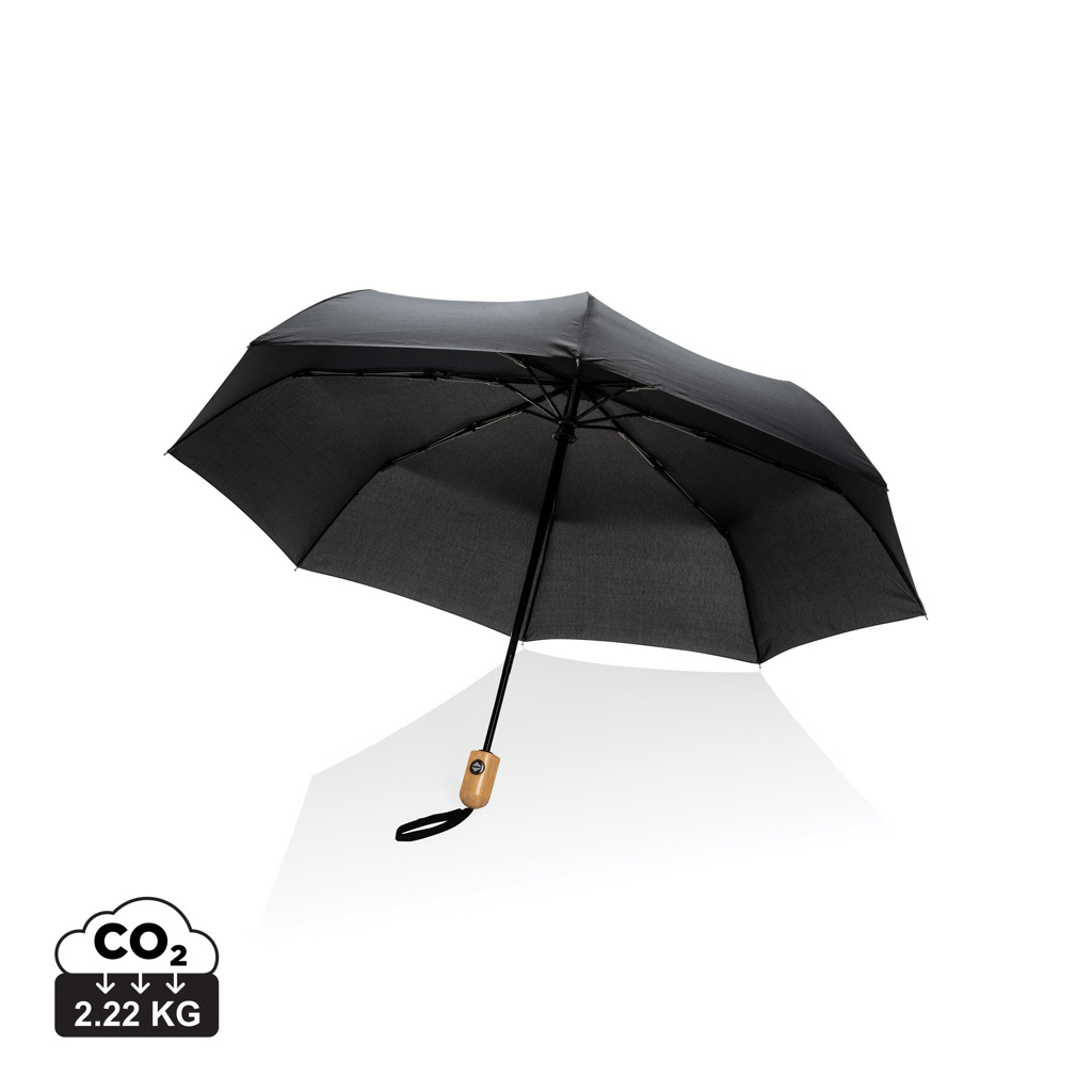 "Umbrelă automată 21"" din bambus Impact AWARE™ RPET 190T" personalizat cu logo