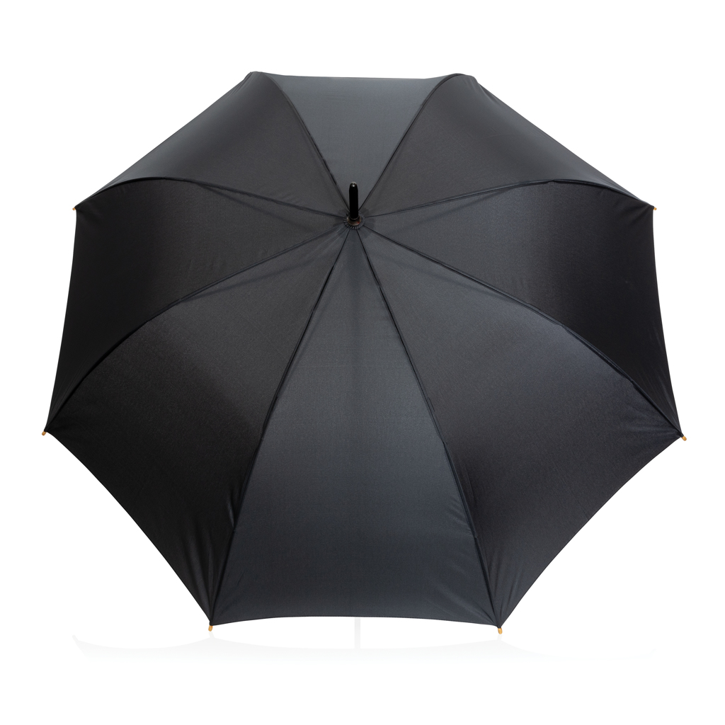 "Umbrelă automată 27"" Impact AWARE™ RPET 190T mâner bambus" personalizat cu logo