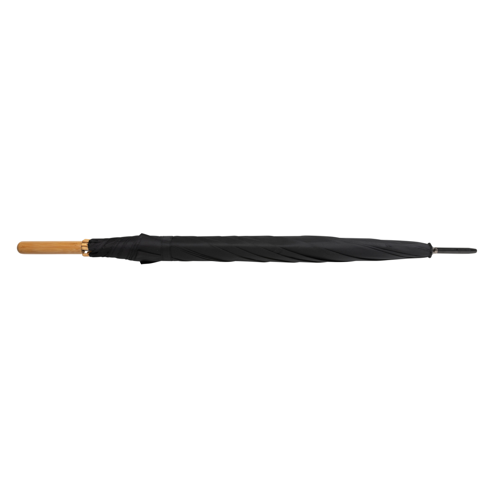 "Umbrelă automată 27"" Impact AWARE™ RPET 190T mâner bambus" personalizat cu logo