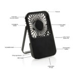 Ventilator de birou reîncărcabil Aervina din plastic RCS personalizat cu logo