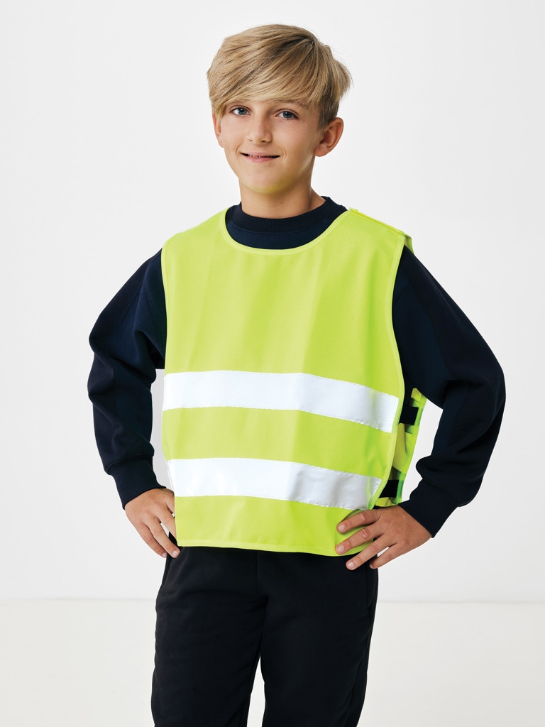 Vestă reflectorizantă copii 7-12 ani, PET reciclat GRS personalizat cu logo