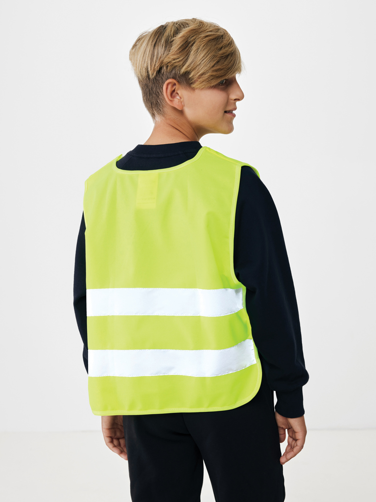 Vestă reflectorizantă copii 7-12 ani, PET reciclat GRS personalizat cu logo